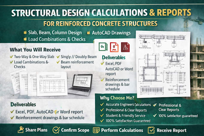 Do structural design calculations, slab beam column design, engineering ...