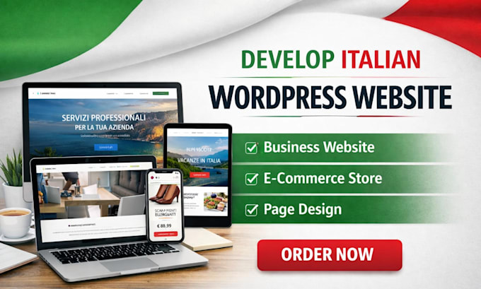 develop italian wordpress website business website  ecommerce store page design