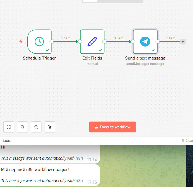 build your n8n automation workflow telegram, sheets, API