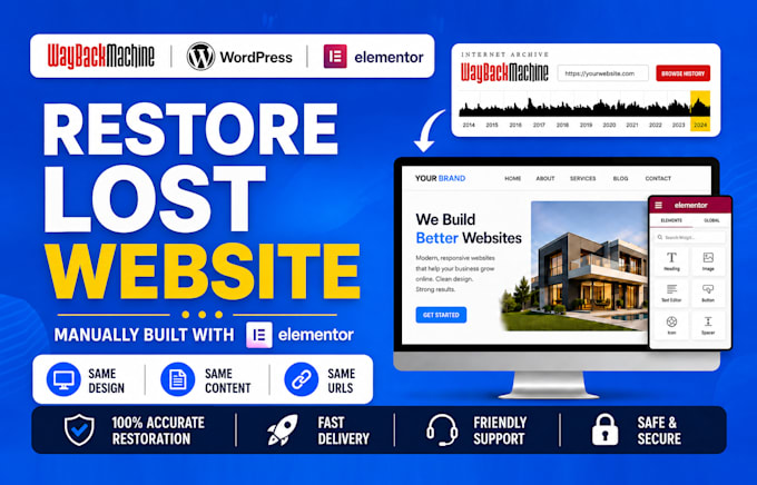 manually rebuild wayback archived websites using elementor
