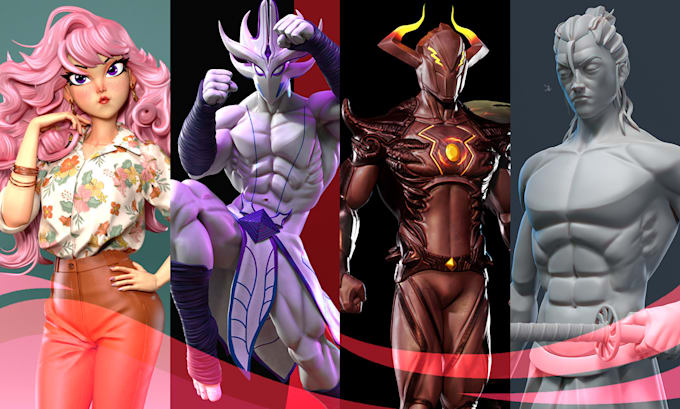 create 3d game ready model, stylized character, rigging, animations
