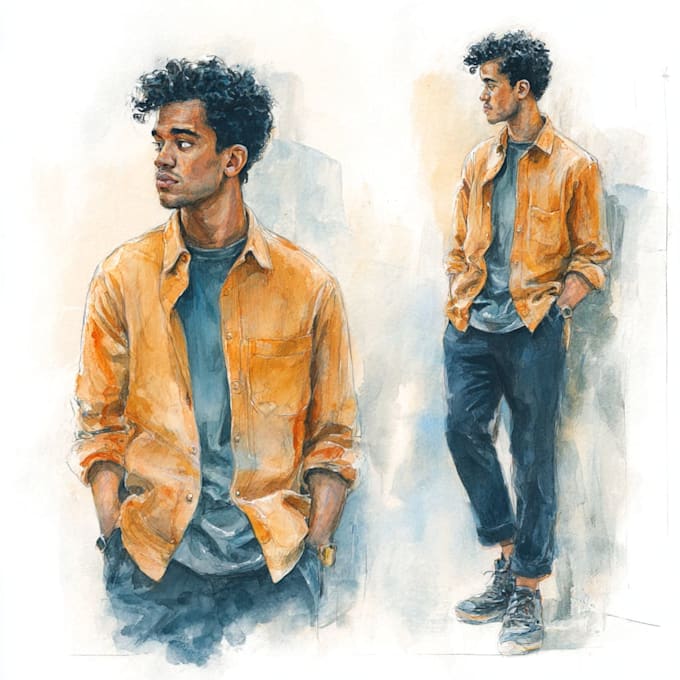 create watercolor and digital illustrations