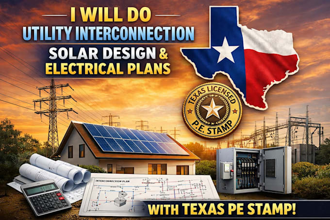 do utility interconnection solar design and electrical plans with texas pe stamp