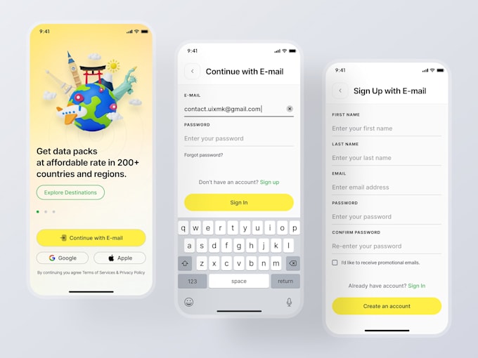 build secure international esim mobile app, website with full integration