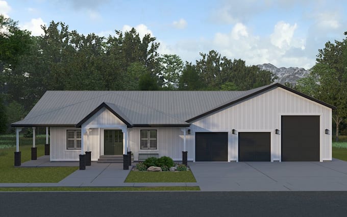create permit ready barndominium pole barn plans realistic visual representation