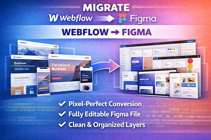 migrate webflow to figma, design webflow website or landing page