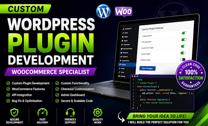 develop custom woocommerce plugin and wordpress functionality