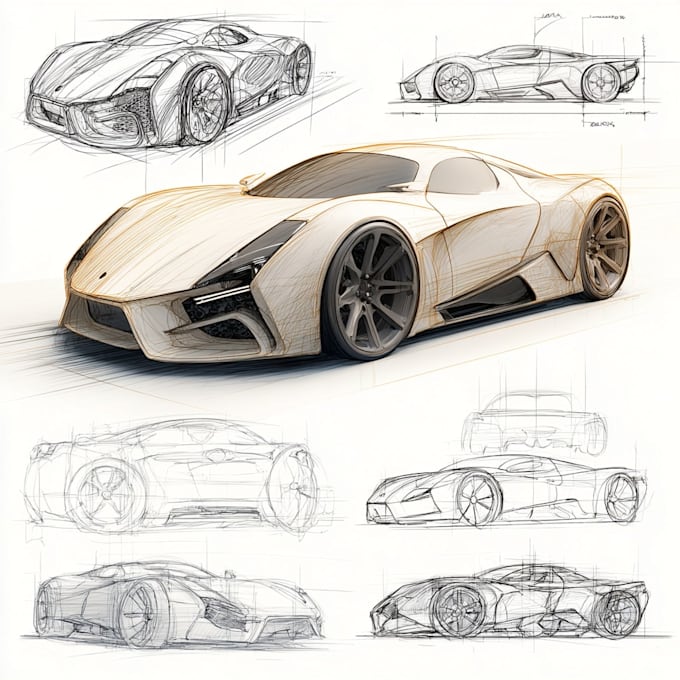 sketch a car or vehicle design concept using digital drawing