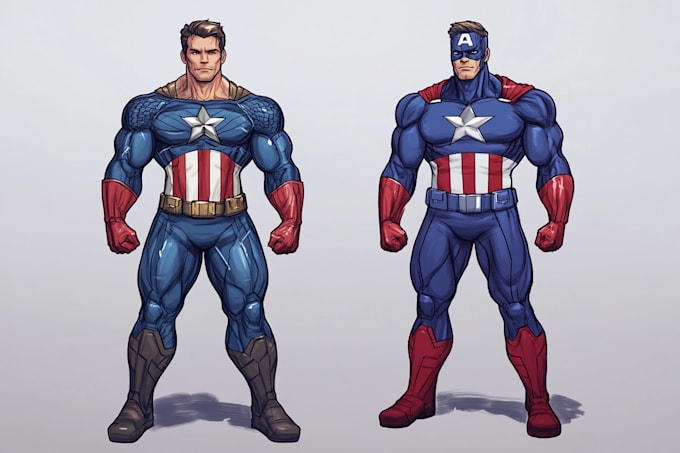 create concept art superhero character design for comics