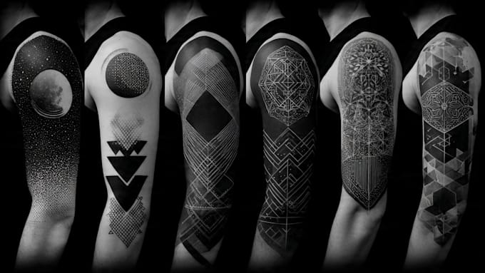 create sleeve tattoo design in geometric style