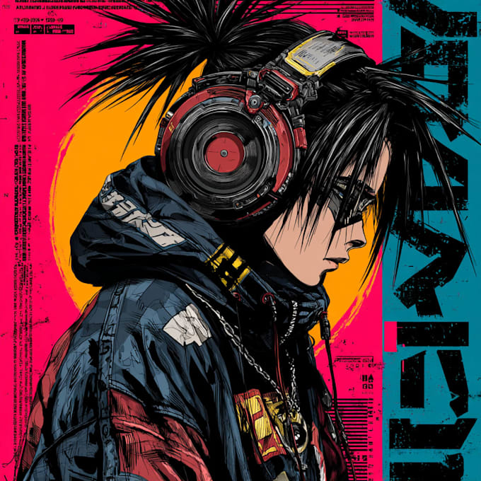 drawing cartoon album cover or mixtape cover, artwork