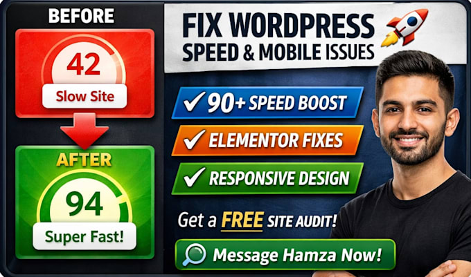 fix wordpress speed, bugs and  elementor responsiveness issues