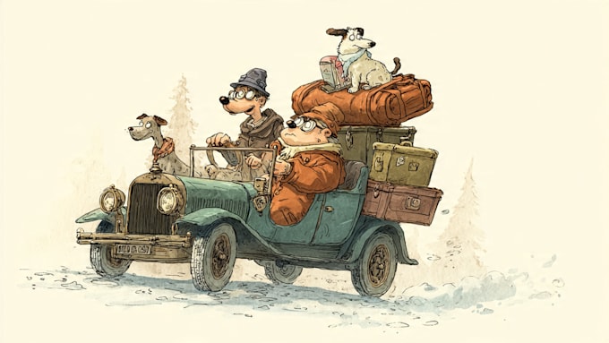 create unique vintage cartoon illustration
