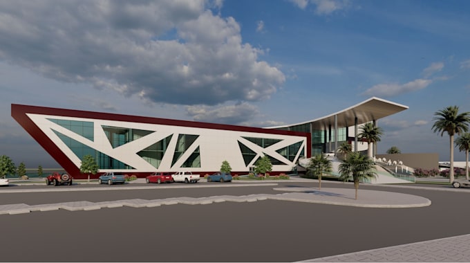 model 3d hotel elevation,landscape hotel environment render,park solution design