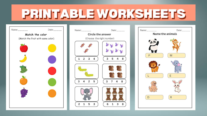 Design printable worksheets for kids and teachers by I_bhatt | Fiverr