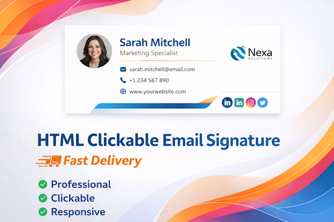 create a custom HTML email signature with clickable links for your contacts