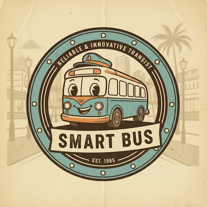 design a unique vintage smart bus logo