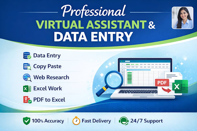 do data entry, web research, excel data entry, typing work