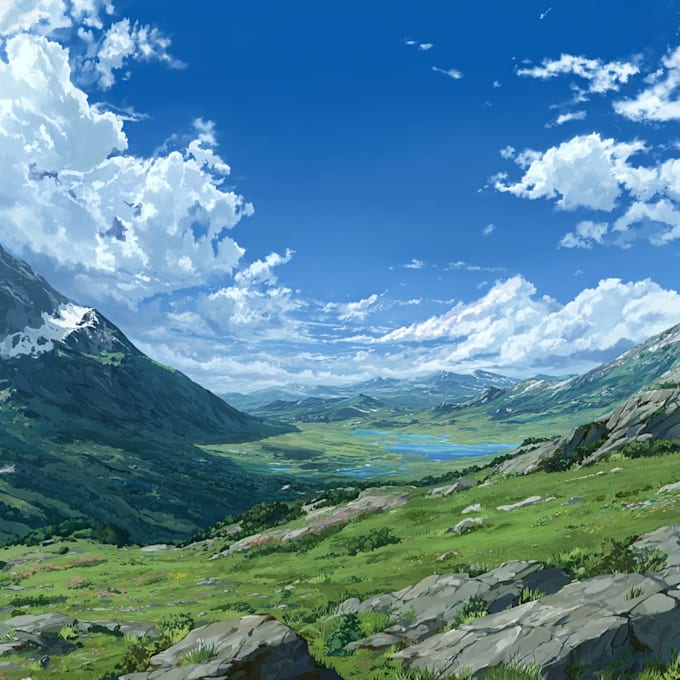 draw anime background, 2d environment, landscape