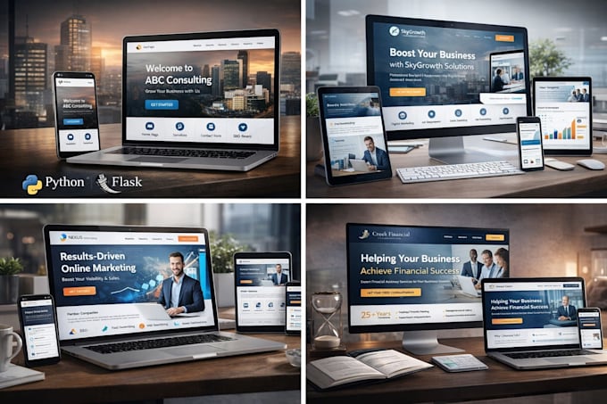 develop a responsive business website using python flask