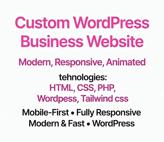 create custom wordpress business website modern responsive animated