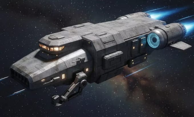 custom 3d aircraft model, sci fi spaceship, starship for game or 3d printing