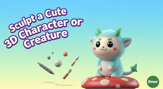 sculpt a cute 3d character or creature for mascot, animation, game, printing