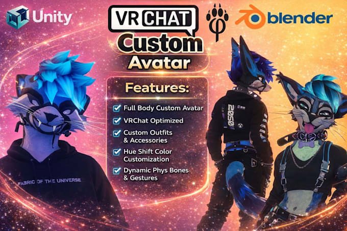 3d vrchat-avatar erstellen und riggen furry-avatar vtuber-modell vr ...