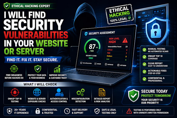 find security vulnerabilities in your website or server ethical hacking