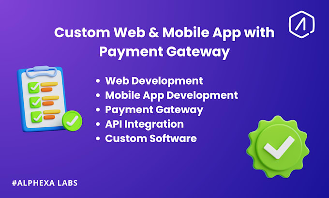 custom web and mobile app with payment gateway
