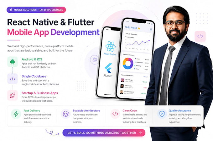 do mobile app development, ios app, android app, react native, flutter developer