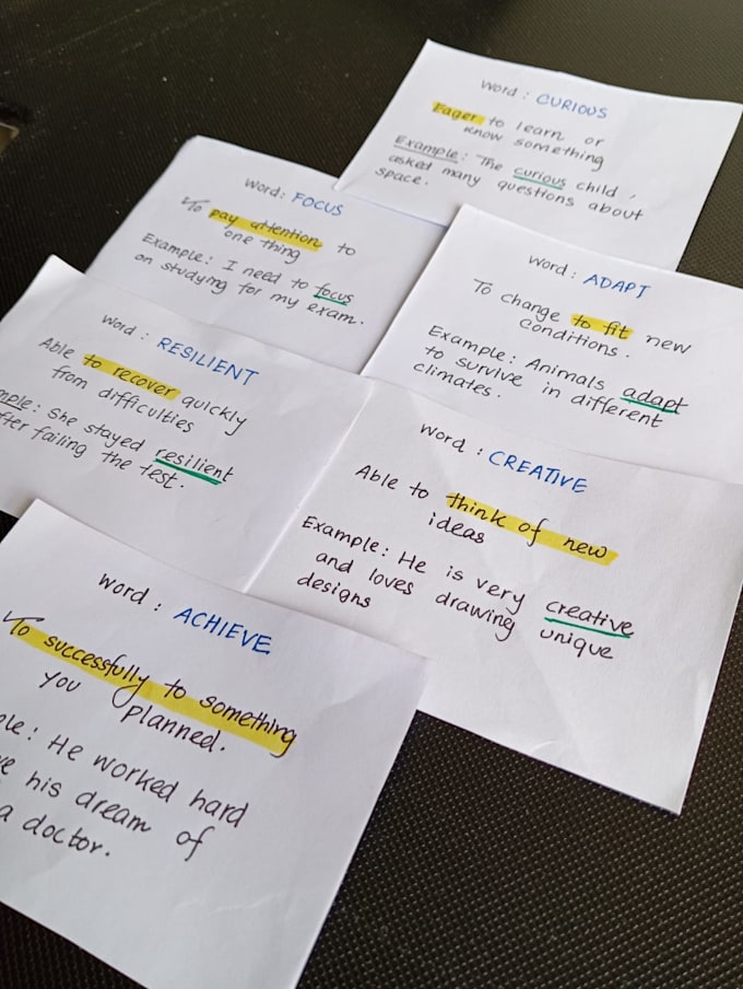 create handwritten memory flashcards for exam revision