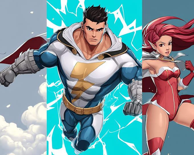 create professional superhero cartoon artwork