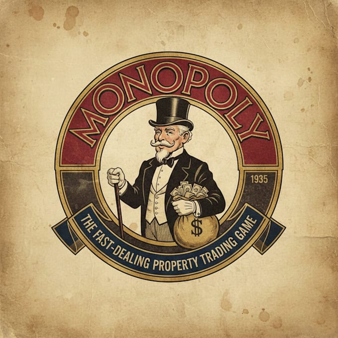 design a fun vintage monopoly style logo