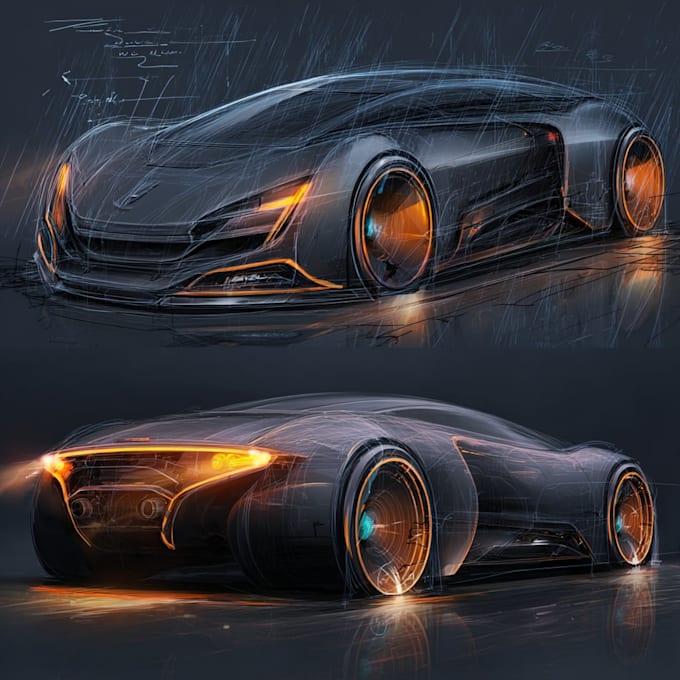 sketch and design concept car for your project