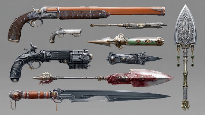 create weapon design and illustration