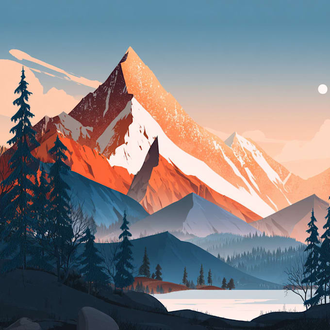 create a vector design flat mountain landscape
