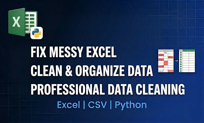 do data cleaning and fix messy excel or CSV files
