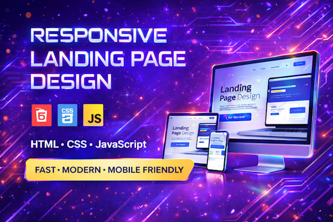 build responsive landing page using HTML CSS and javascript