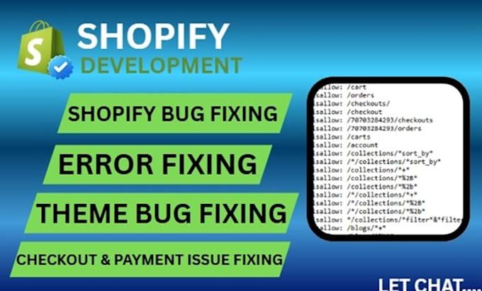 do shopify bug fixing error fixing theme bug fixing checkout and payment fixing
