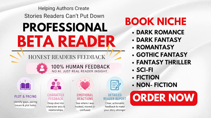 beta read your romantasy, dark romance, crime novel, novella ebook editing