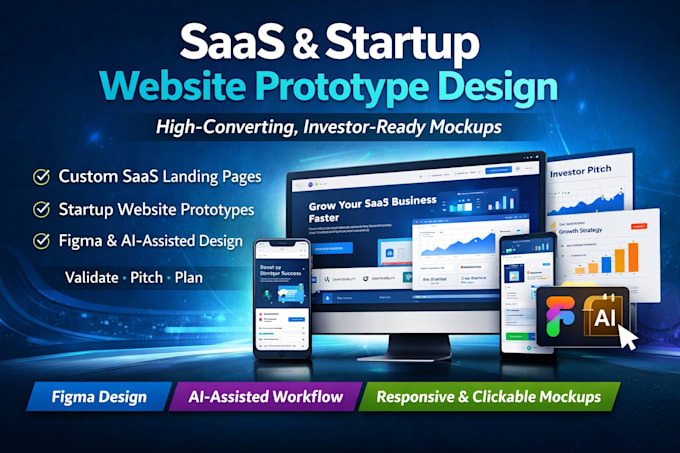 design a saas landing page and startup website prototype in figma
