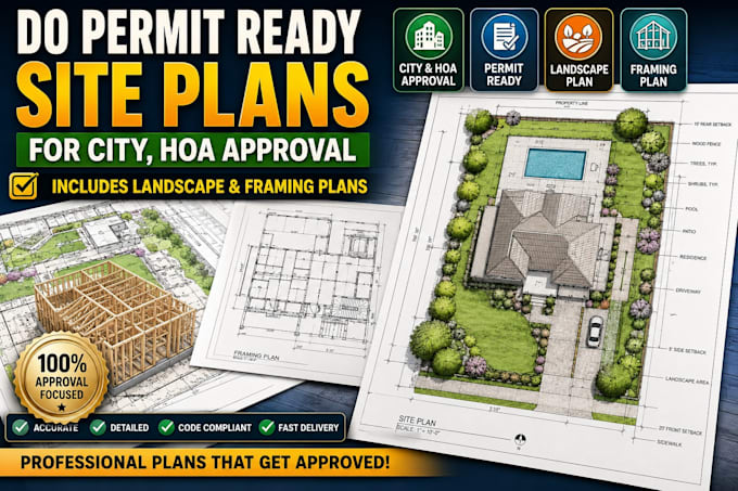 do permit ready site plans for city, hoa approval, including landscape, framing,