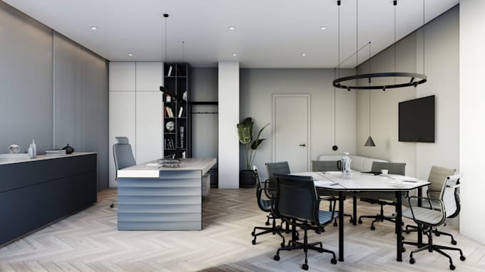 modern interior rendering, home and office virtual scene design room makeover