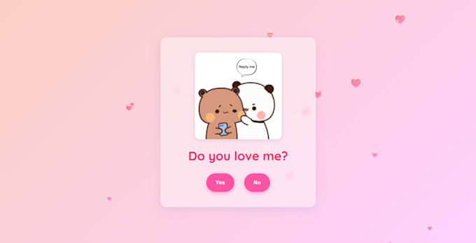 design a beautiful valentine love website or proposal page