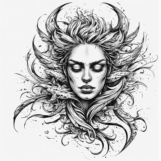professional tribal tattoo design illustration