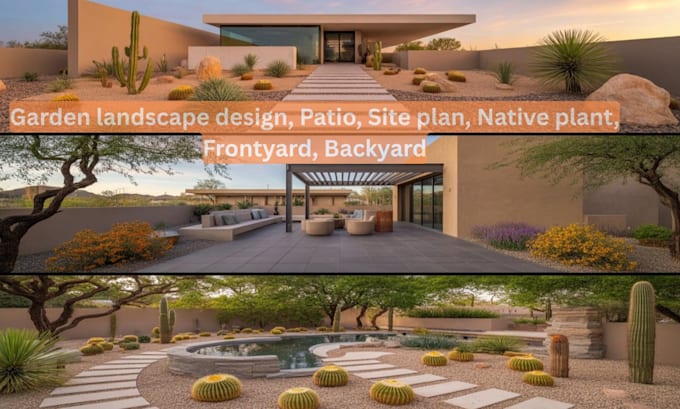 garden landscape design, patio, site plan native plant, frontyard, backyard