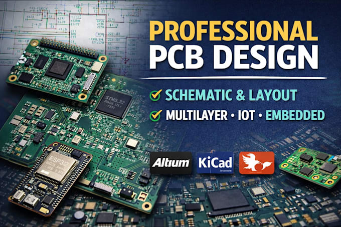 Design pcb circuit write firmware schematic easyeda altium or eagle ...