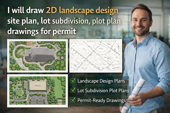 draw 2d landscape design site plan lot subdivision plot plan drawings for permit