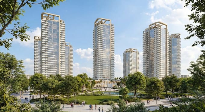 Reconstruct 3d high rise building,cityscape,real estate development ...